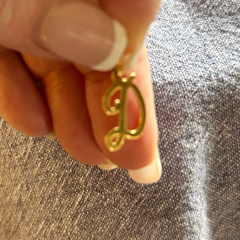 Yellow Gold Dainty Cursive Letter D Pendant